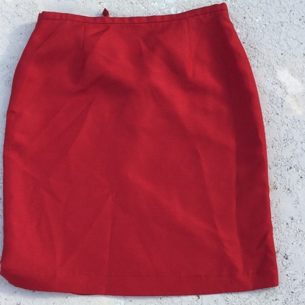 Dana Buchanan Lipstick red silk skirt.